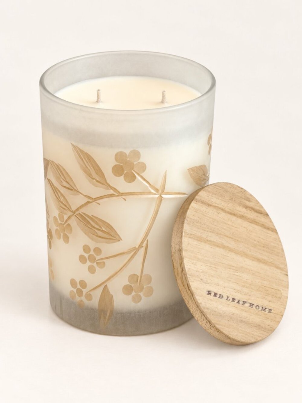 Red Leaf Home Cedar Balsam Candle 17 oz Frosted Glass & Wooden Lid